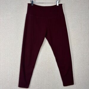 Suave Leggings Womens Medium Burgundy Tummy Control High Waist Maroon